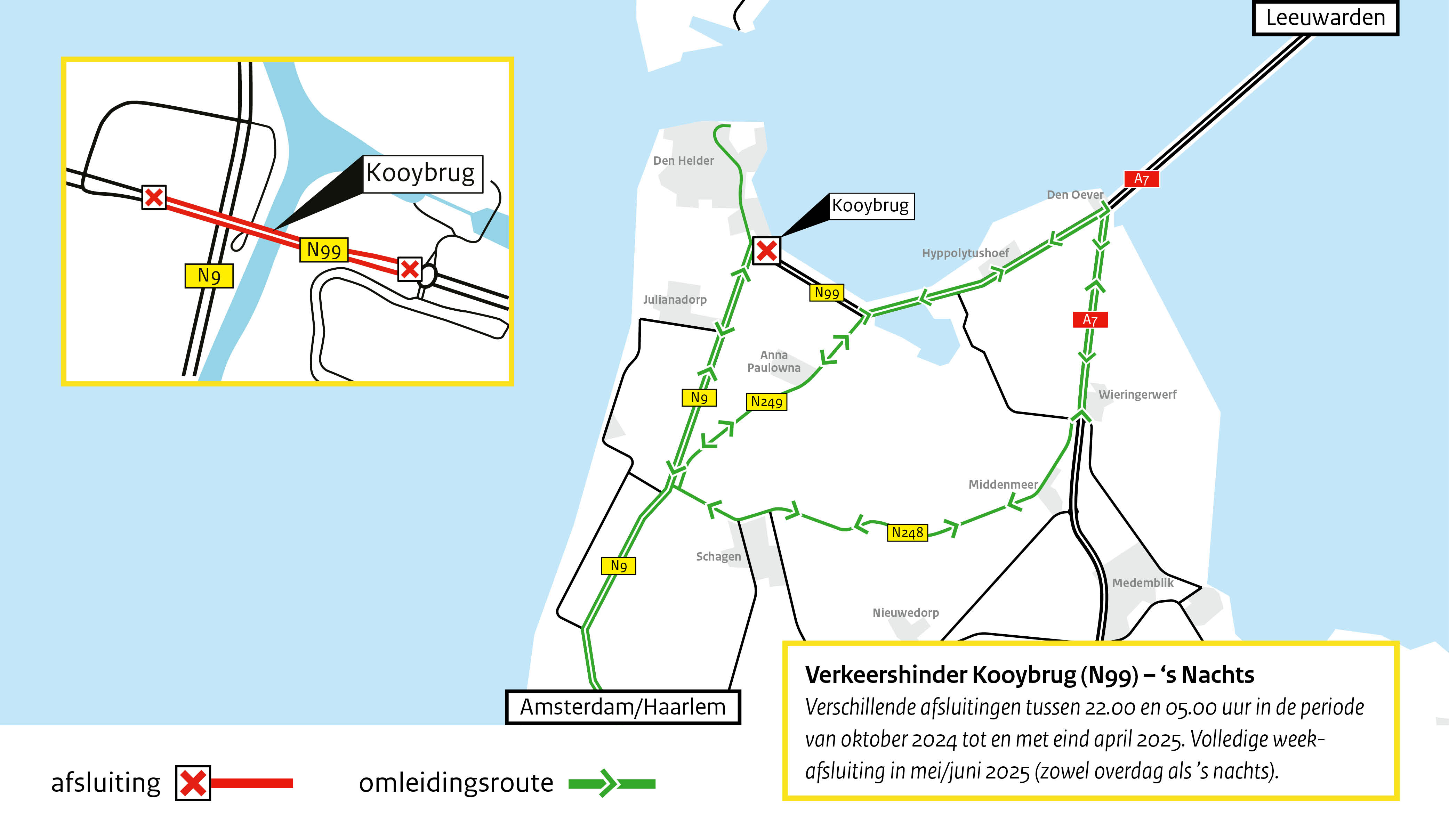 Omleidingskaart Kooybruk nacht